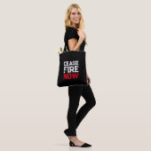Cease Fire Now white red black grunge anti war Tasche (Am Model)