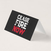 Cease Fire Now White Red Black Grunge gefaltete Ka (Rückseite)