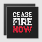Cease Fire Now White Red Black Grunge Magnet (Vorne/Hinten)