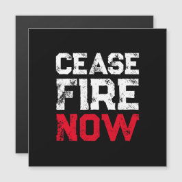 Cease Fire Now White Red Black Grunge Magnet