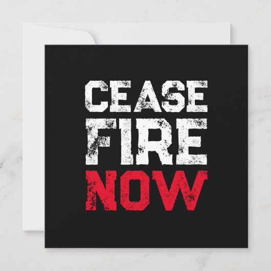 Cease Fire Now white red black grunge typography (Vorderseite)