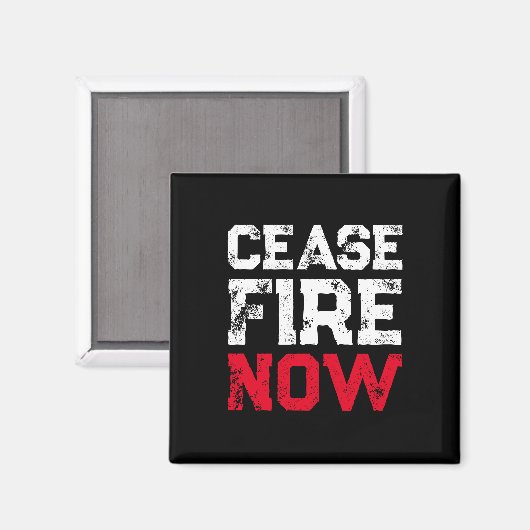 Cease Fire Now white red black grunge typography Magnet (Vorderseite/Rückseite)