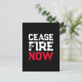 Cease Fire Now white red black grunge typography Postkarte