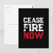 Cease Fire Now white red black grunge typography Postkarte (Vorne/Hinten)
