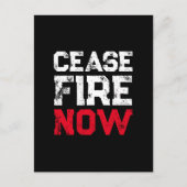 Cease Fire Now white red black grunge typography Postkarte (Vorderseite)