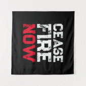 Cease Fire Now white red black grunge typography Wandteppich (Vorderseite (Horizontal))