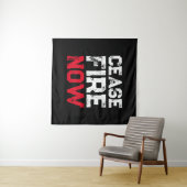 Cease Fire Now white red black grunge typography Wandteppich (Beispiel (Horizontal))