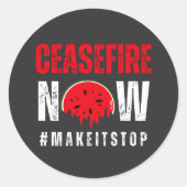 CEASEFIRE JETZT Wassermelone Runder Aufkleber (Vorderseite)
