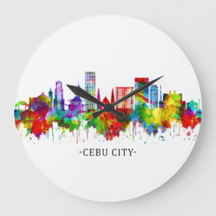 Cebu City Philippinen Skyline Große Wanduhr