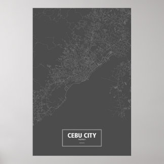 Cebu City, Philippinen (weiß auf schwarz) Poster