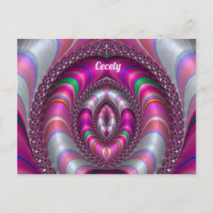 CECELY ~ PINK 3D-Fraktal Design ~ Postkarte