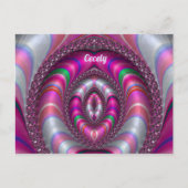 CECELY ~ PINK 3D-Fraktal Design ~ Postkarte (Vorderseite)