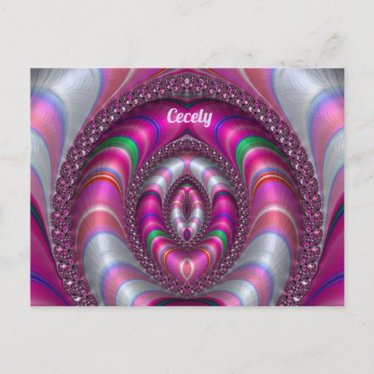 CECELY ~ PINK 3D-Fraktal Design ~ Postkarte (Vorderseite)