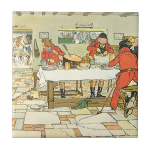 Cecil Aldin Vintage-Fliese Die Jagd Frühstück Fliese