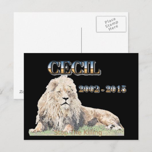 Cecil The Lion Postkarte (Vorne/Hinten)