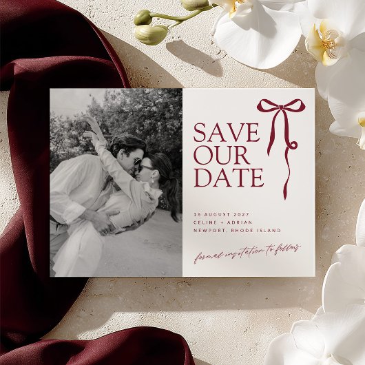 CECILIA Burgund Save the Date mit Foto