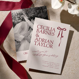 CECILIA Burgundy Wedding Invitation with Bow Einladung