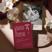 CECILIA Burgundy Wedding Invitation with Bow Einladung