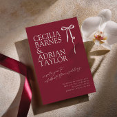 CECILIA Burgundy Wedding Invitation with Bow Einladung