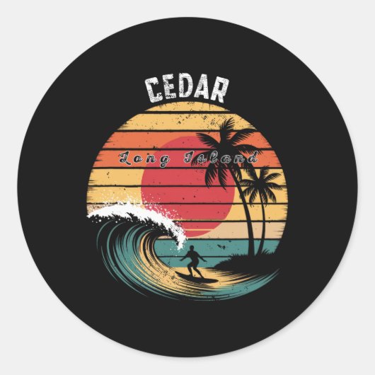 Cedar Beach Long Island Strand Surfen Runder Aufkleber (Vorderseite)