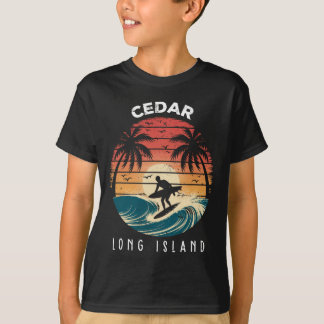 Cedar Beach Long Island Surfboard Waves Beach  T-Shirt