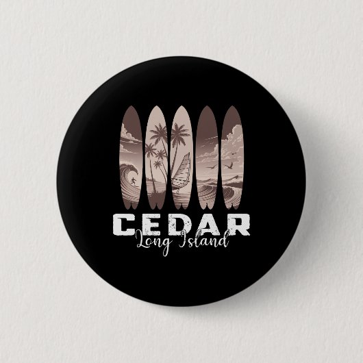 Cedar Beach Long Island Surfbrett Männer Frauen Su Button (Vorderseite)