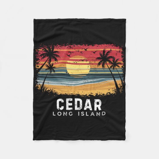 Cedar Beach Long Island Surfbrett Strand Fleecedecke (Vorderseite)