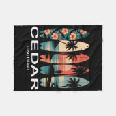 Cedar Beach Long Island Surfbrett Surfen Retro Fleecedecke (Vorderseite (Horizontal))