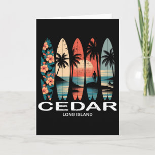 Cedar Beach Long Island Surfbrett Surfen Retro Karte