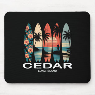 Cedar Beach Long Island Surfbrett Surfen Retro Mousepad