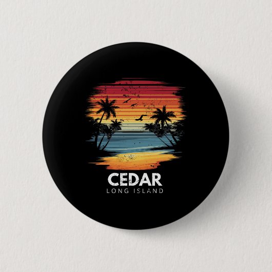Cedar Beach Long Island Surfbrett Surfen Vintage Button (Vorderseite)