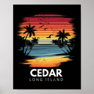 Cedar Beach Long Island Surfbrett Surfen Vintage  Poster