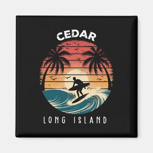 Cedar Beach Long Island Surfbrett Wellen Strand Magnet (Vorne)