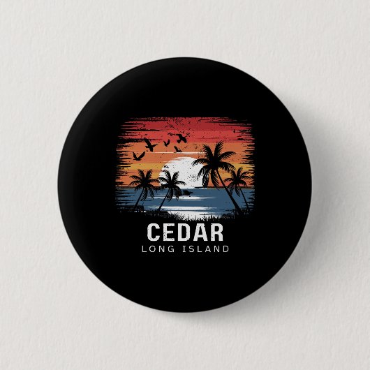 Cedar Beach Long Island Surfen Surfer Button (Vorderseite)