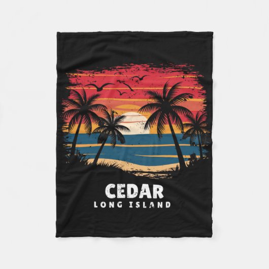Cedar Beach Long Island Surfer Palmbaum Andenken Fleecedecke (Vorderseite)