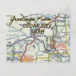 Cedar City UT Vintage Karte