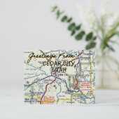 Cedar City UT Vintage Karte (Stehend Vorderseite)