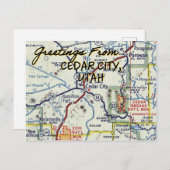 Cedar City UT Vintage Karte (Vorne/Hinten)