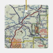 Cedar City Utah Retro Karte Keramikornament (Rückseite)