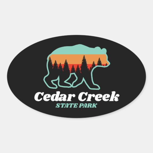 Cedar Creek Staat Park West Virginia Bären Retro Ovaler Aufkleber (Vorderseite)