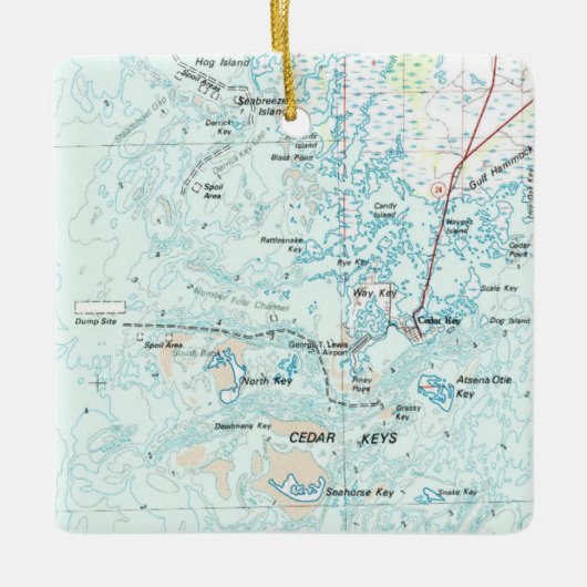 Cedar Key FL Map Keramikornament (Vorderseite)