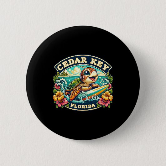 Cedar Key Florida Süße Meeresschildkröte Surft Button (Vorderseite)