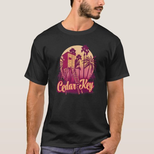 Cedar Key Florida Vintag Retro T-Shirt (Vorderseite)