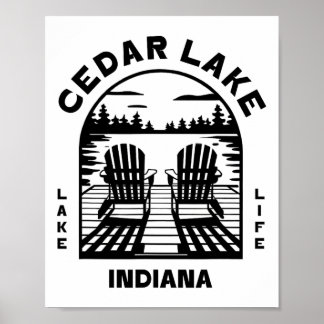 Cedar Lake Indiana Outdoors Vintage  Poster