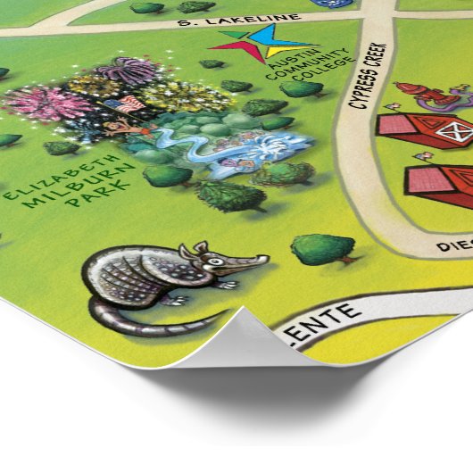 Cedar Park Texas Cartoon Karte Poster (Ecke)