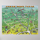 Cedar Park Texas Cartoon Karte Poster (Vorne)
