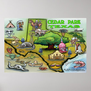 Cedar Park TEXAS Karte Poster