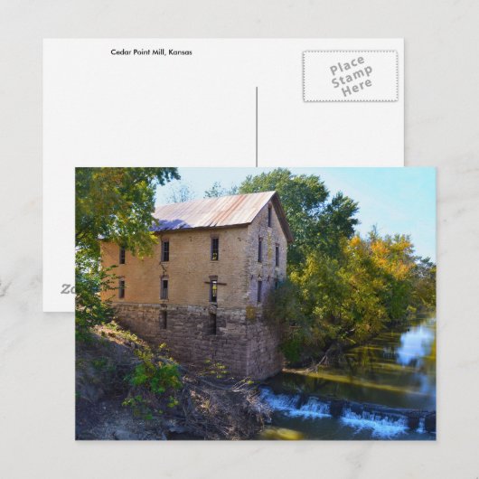 Cedar Point Mill, Kansas Postkarte (Vorne/Hinten)