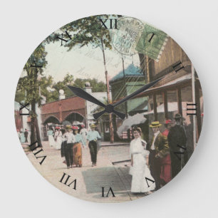 Cedar Point Ohio Postkarten-Uhr - Die Midway 1911 Große Wanduhr