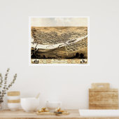 Cedar Rapids, IA Panoramablick - 1868 Poster (Küche)